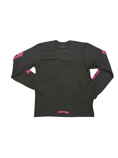 Chrome Hearts Pink Neck Script Long Sleeve Tee (Black/Pink)