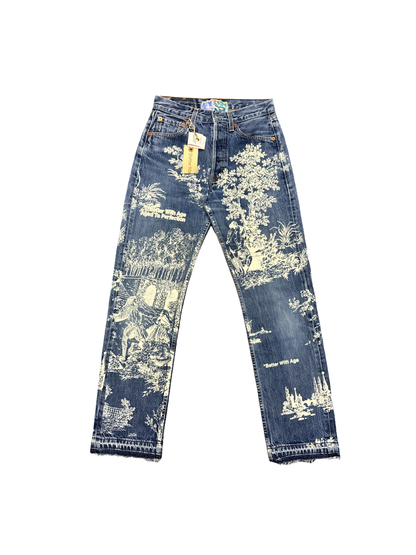 Better With Age All Over Print Jeans (Blue/White)