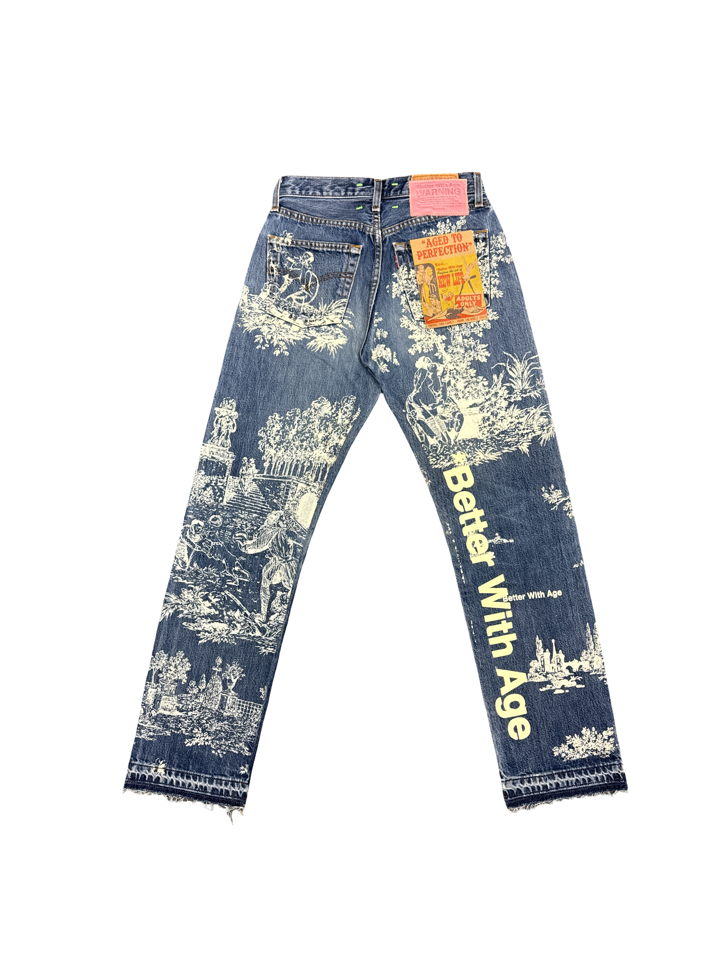Better With Age All Over Print Jeans (Blue/White)