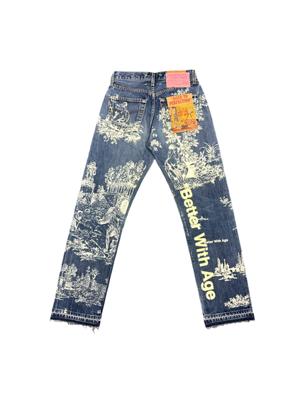 Better With Age All Over Print Jeans (Blue/White)