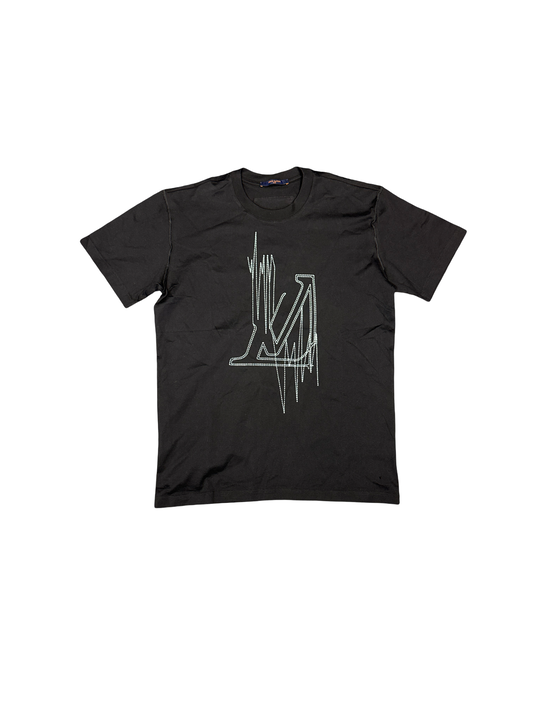 Louis Vuitton Embroidered "LV" Tee (Black/Teal)