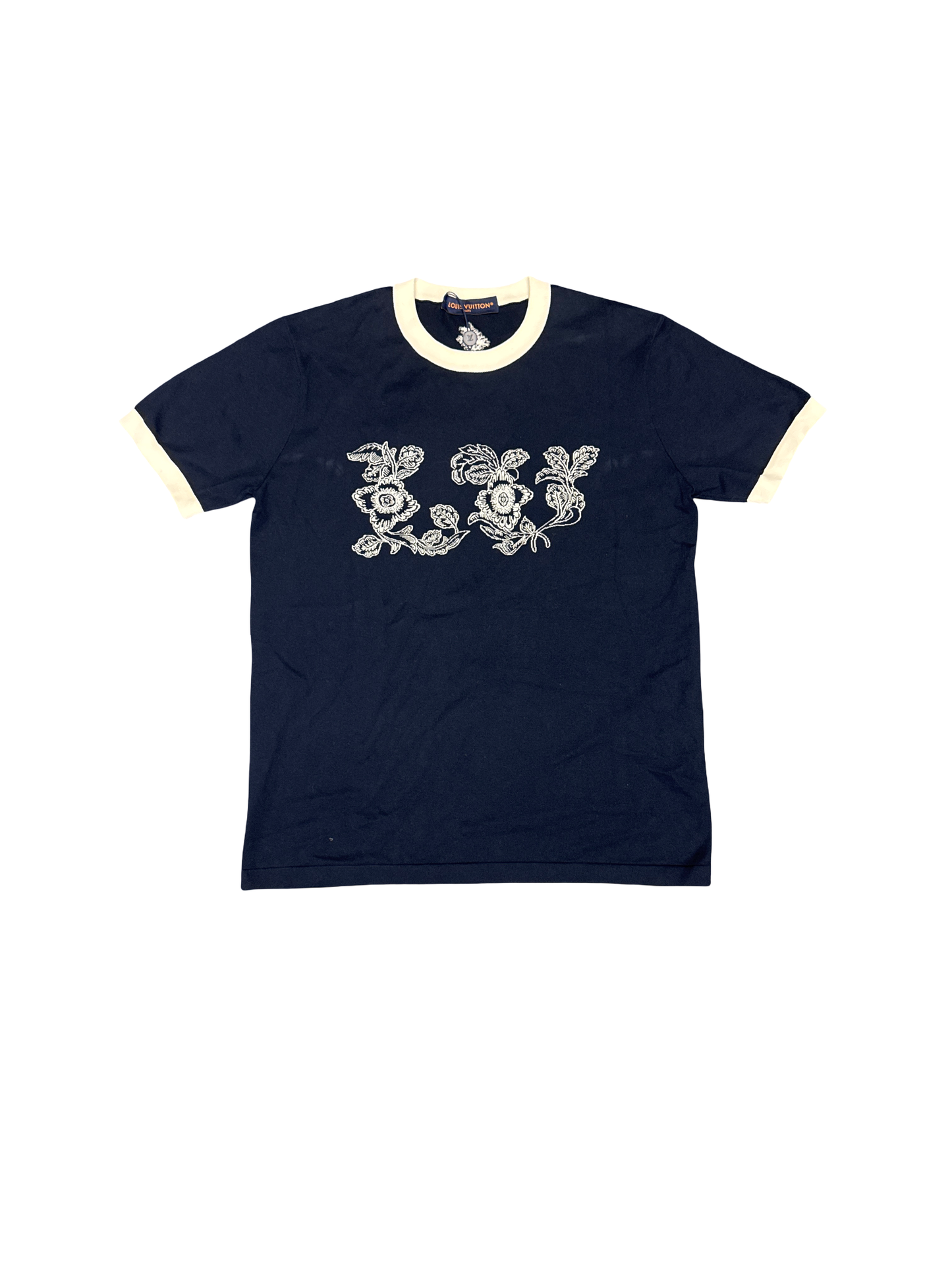 Louis Vuitton "LV" Floral Tee (Navy/White)