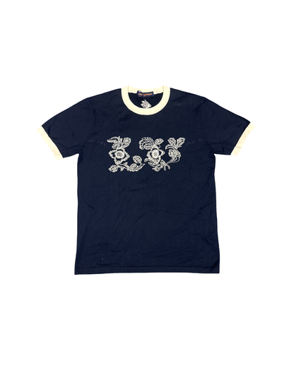 Louis Vuitton "LV" Floral Tee (Navy/White)