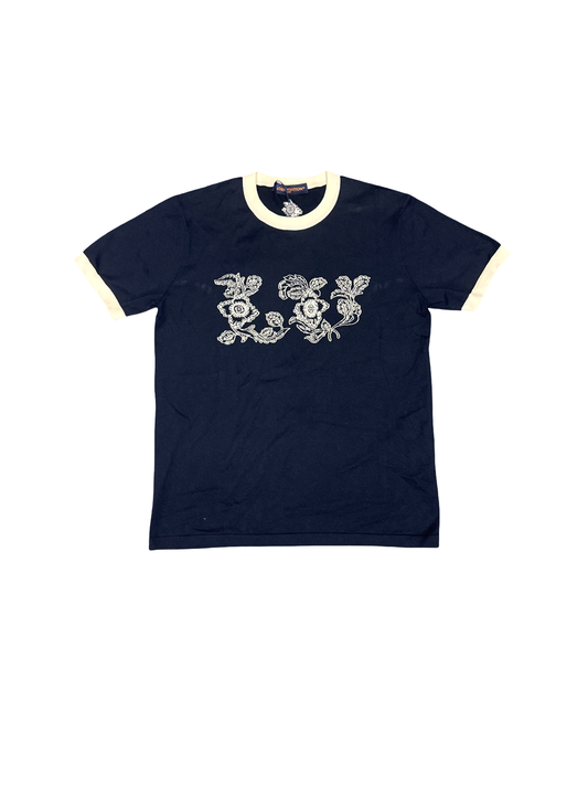 Louis Vuitton "LV" Floral Tee (Navy/White)