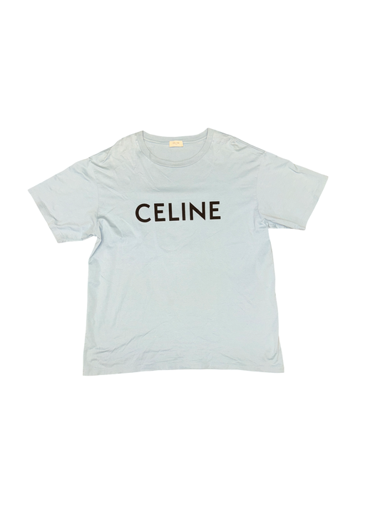 Celine Logo Tee (Light Blue/Black)