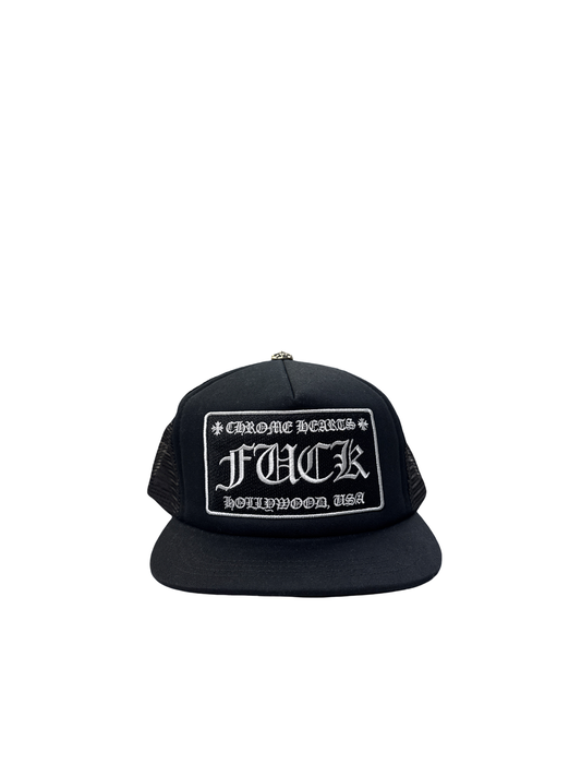 Chrome Hearts "Fuck" Trucker (Black/White)