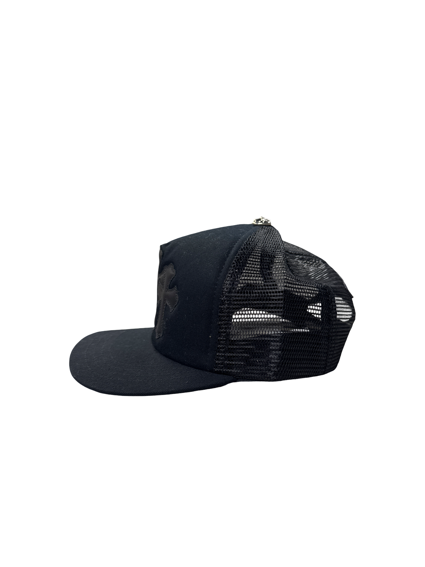 Chrome Hearts "Triple Cross Leather Patch" Trucker (Black/Black)