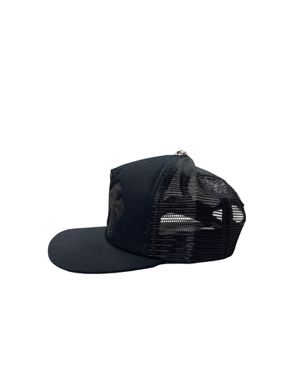 Chrome Hearts "Triple Cross Leather Patch" Trucker (Black/Black)
