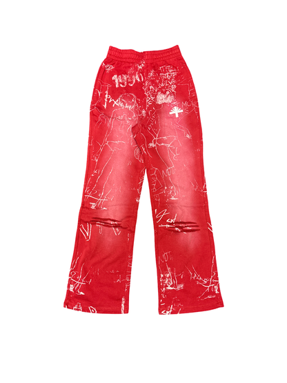 Vertabrae Graffiti Joggers (Red/White)