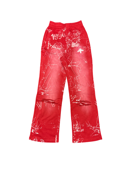 Vertabrae Graffiti Joggers (Red/White)