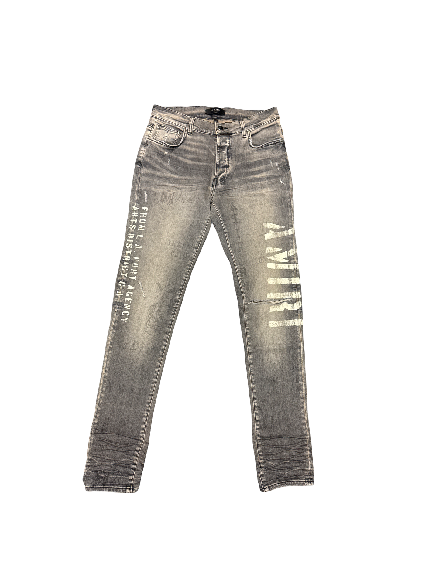 Amiri Military Stencil Logo Jean (Grey/White)