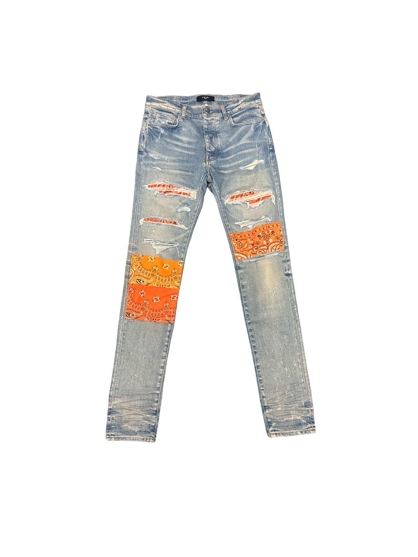 Amiri Bandana Paisley Patch Jean (Clay Indigo/Orange)