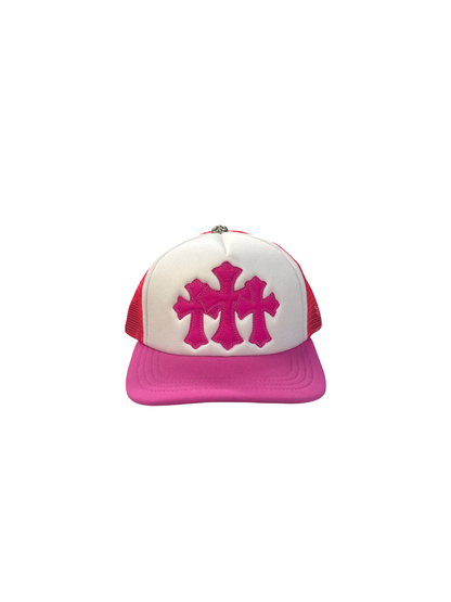 Chrome Hearts Triple Cross Trucker (White/Pink)