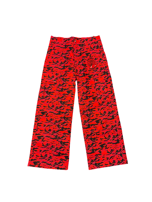 Saint Vanity Nylon Cargo Pants (Red Camo)
